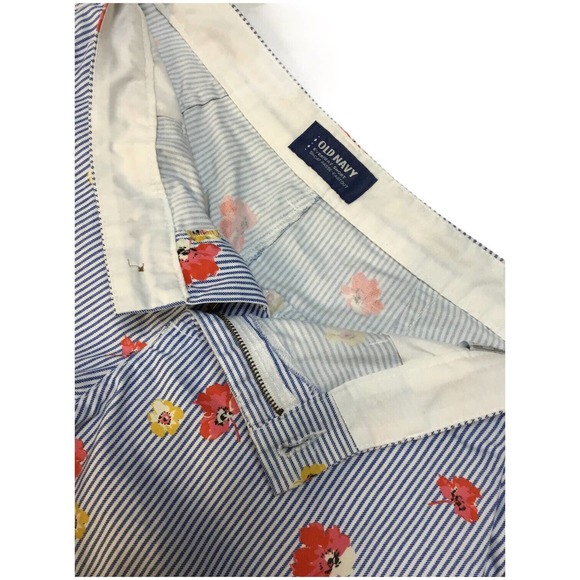 Old Navy Pinstripe Floral Twill Everyday Shorts Blue 4 - Picture 4 of 7
